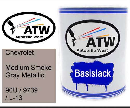 Chevrolet, Medium Smoke Gray Metallic, 90U / 9739 / L-13: 1L Lackdose, von ATW Autoteile West.